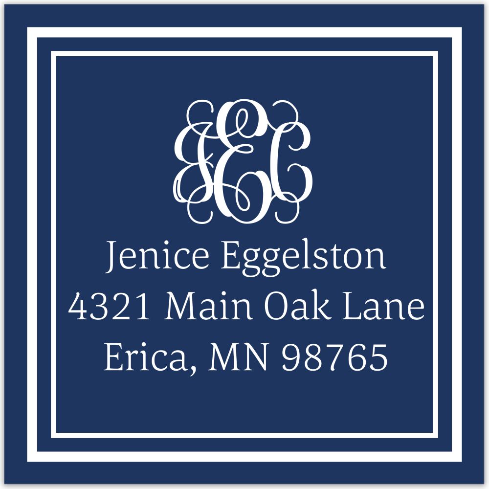 Monogrammed Square Return Address Sticker