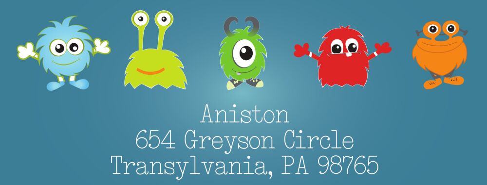 Cute Monsters Rectangle Return Address Sticker