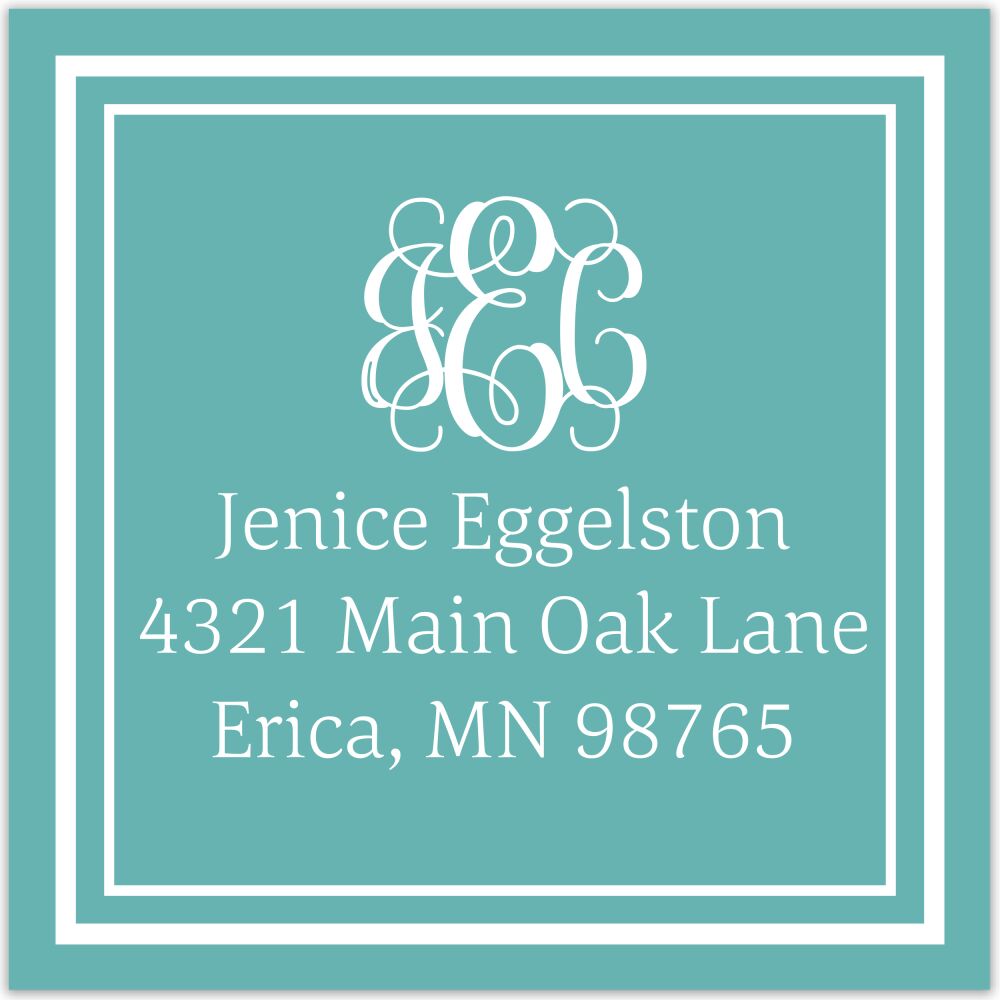 Monogrammed Square Return Address Sticker