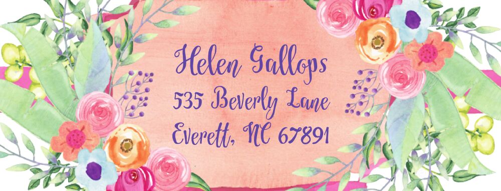 Floral Rect Return Address Label