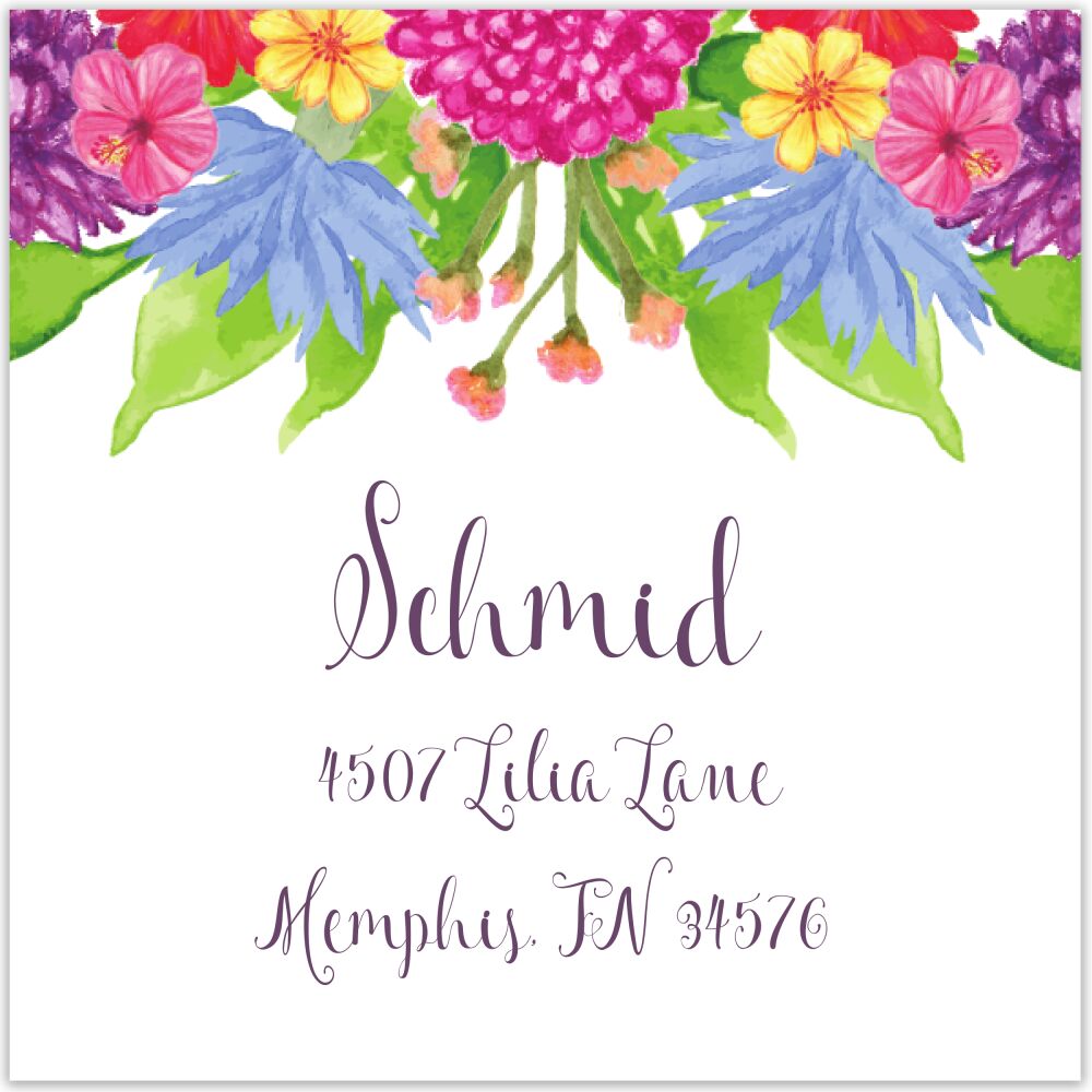 Floral Square Return Address Label