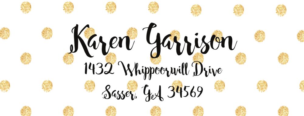 Glittery Gold Polka Dots Rect Return Address Label