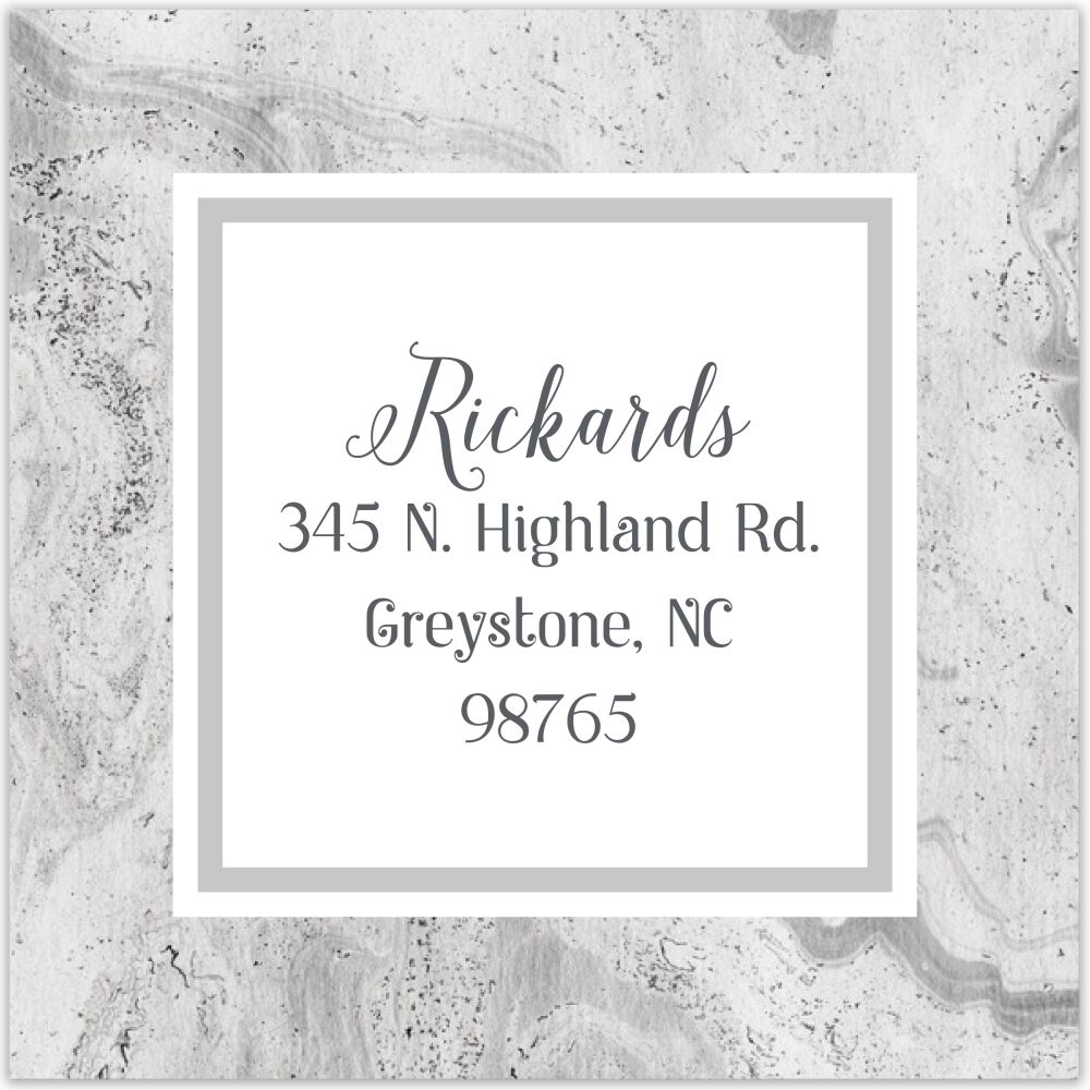 Gray Marbled Square Return Address Label
