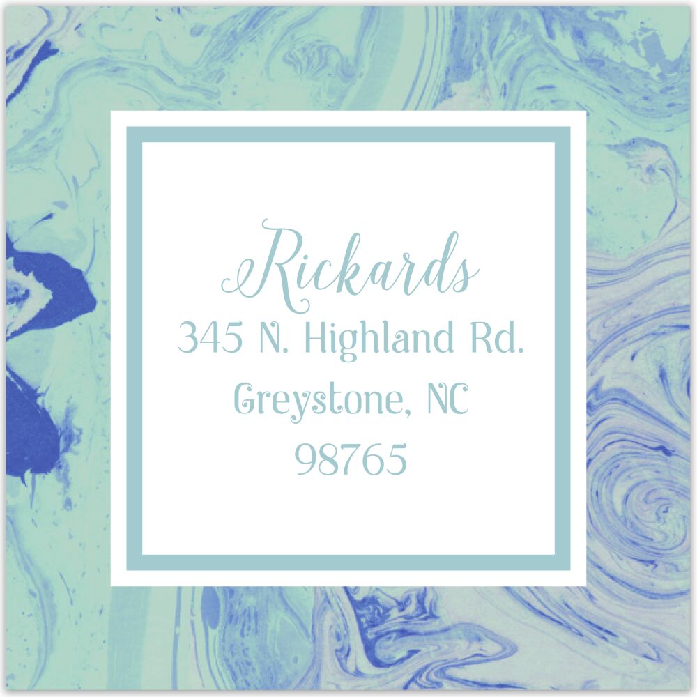 Shades Of Blue Marbled Square Return Address Label
