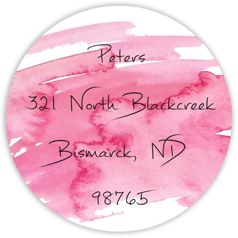 Pink Watercolor Circle Return Address Label