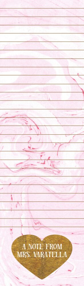 Pink Marbled Glitter Gold Heart Notepad