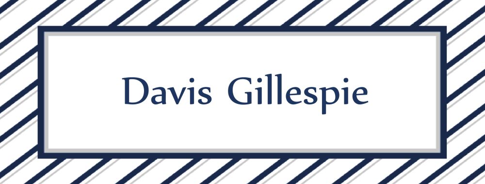 Navy and Grey Striped Rectangular Water-resistant Label