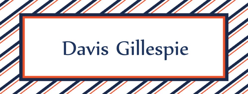 Navy and Orange Striped Rectangular Water-resistant Label