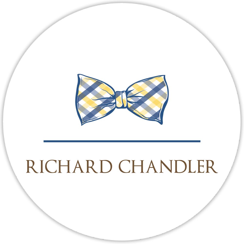 Plaid Bow Tie Water-Resistant Label