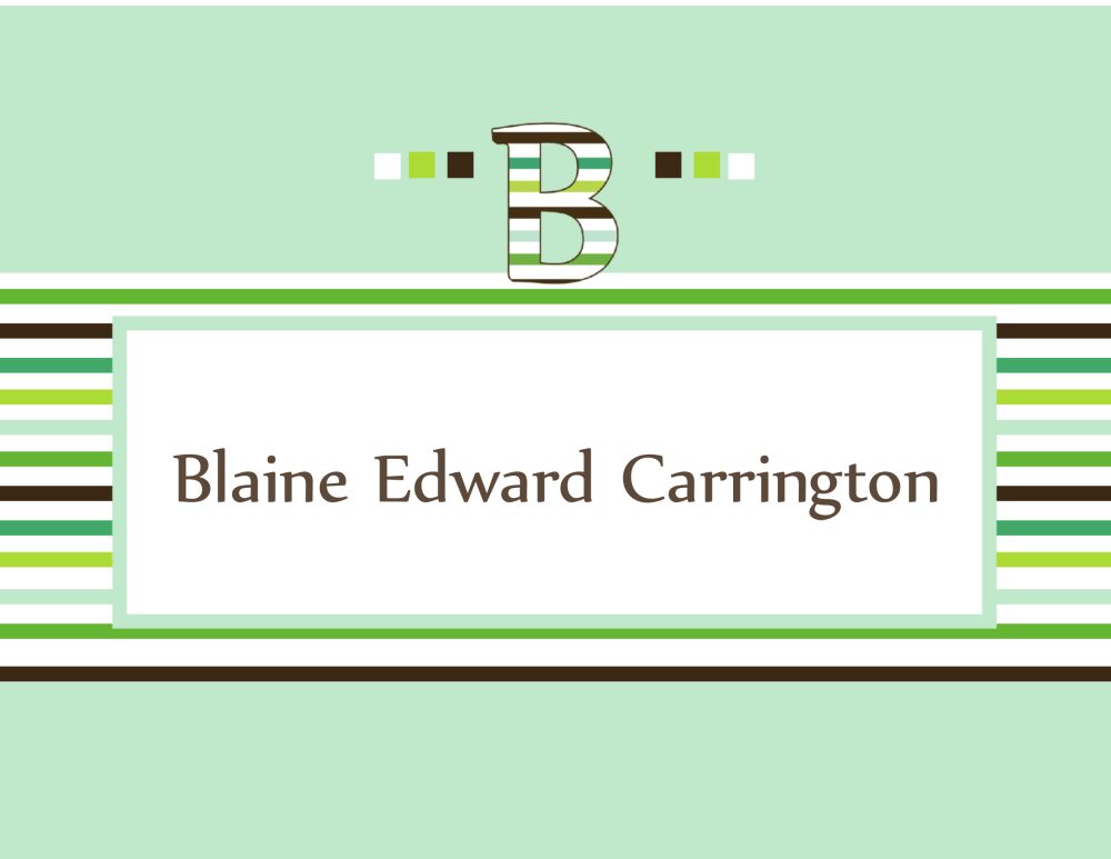 Green striped notecard