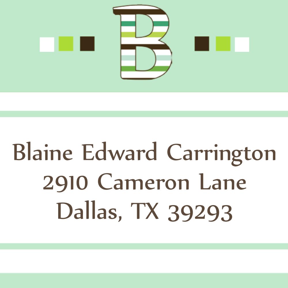 Green striped address label