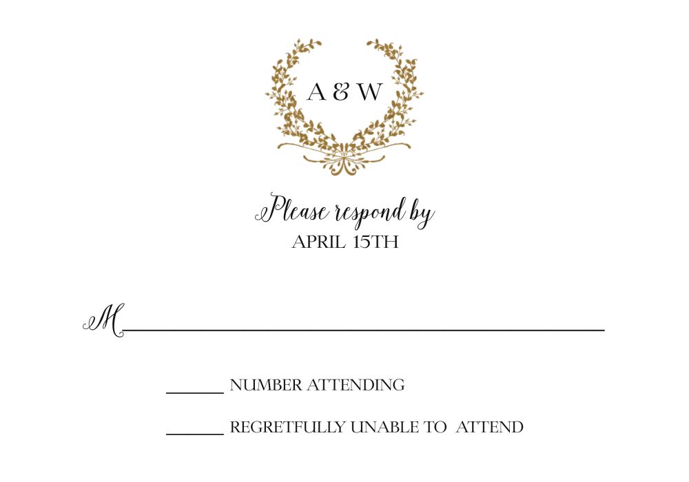 Gleaming Wreath Foil-Pressed Reply Card
