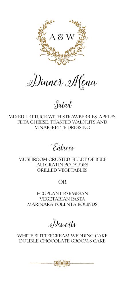 Gleaming Wreath Foil-Pressed Menu