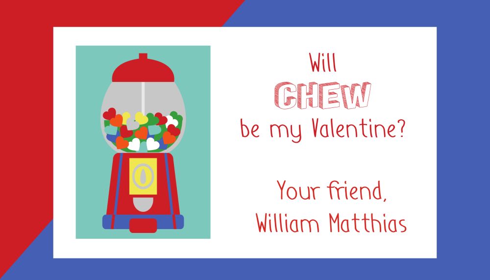 Gumball Valentine Treat Bag and Topper