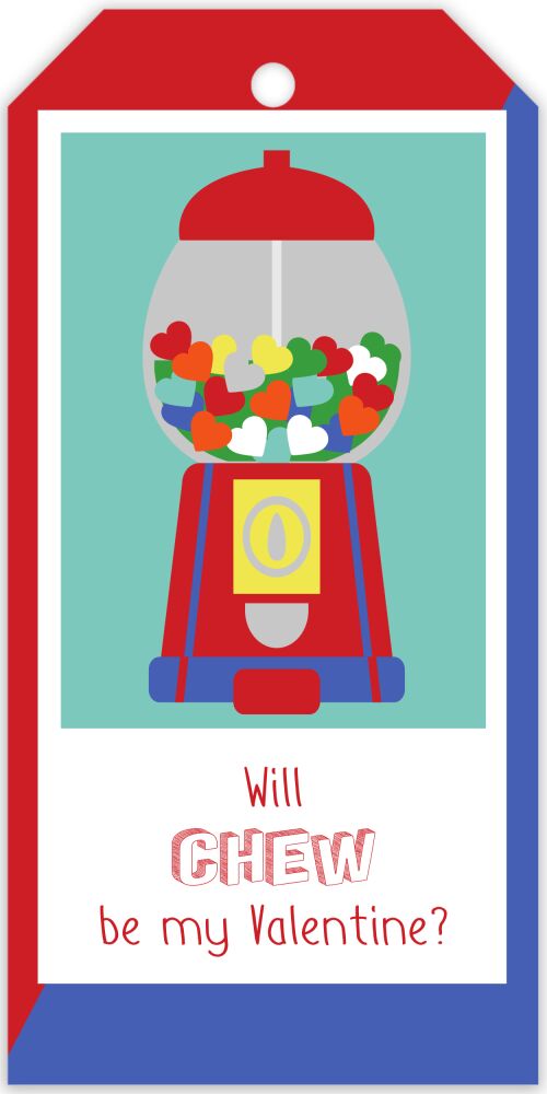 Gumball Valentine Hanging Gift Tag