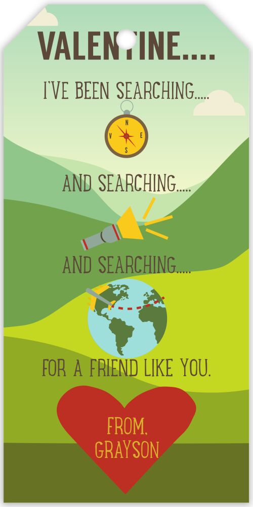 Searching for You Valentine Hanging Gift Tag