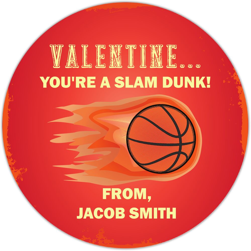 Slam Dunk Basketball Valentine Gift Sticker