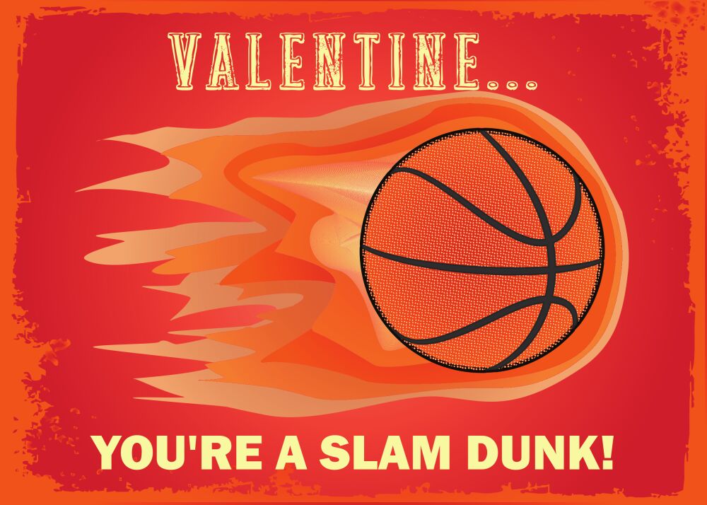 Slam Dunk Basketball Valentine Card