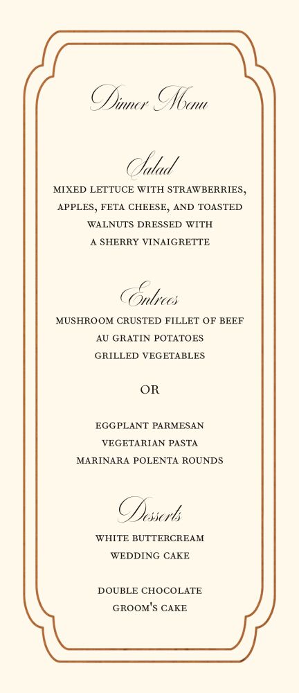 Shining Double Frame Foil-Pressed Menu