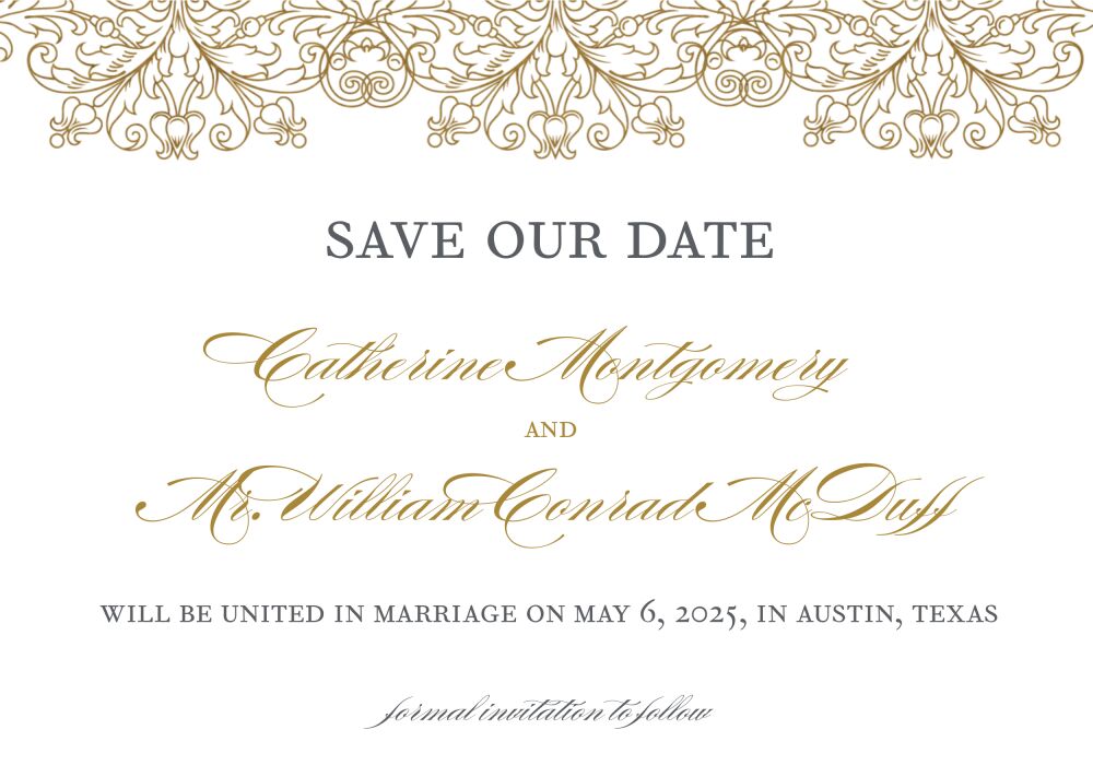 Gilded Lace Save The Date Magnet