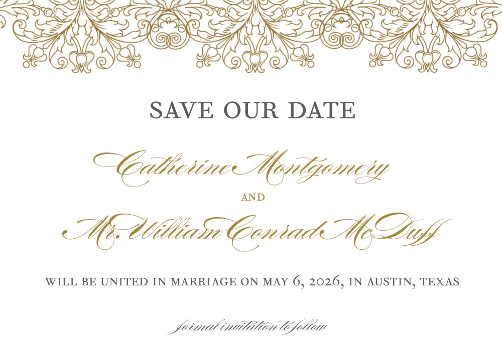 Gilded Lace Save The Date Magnet