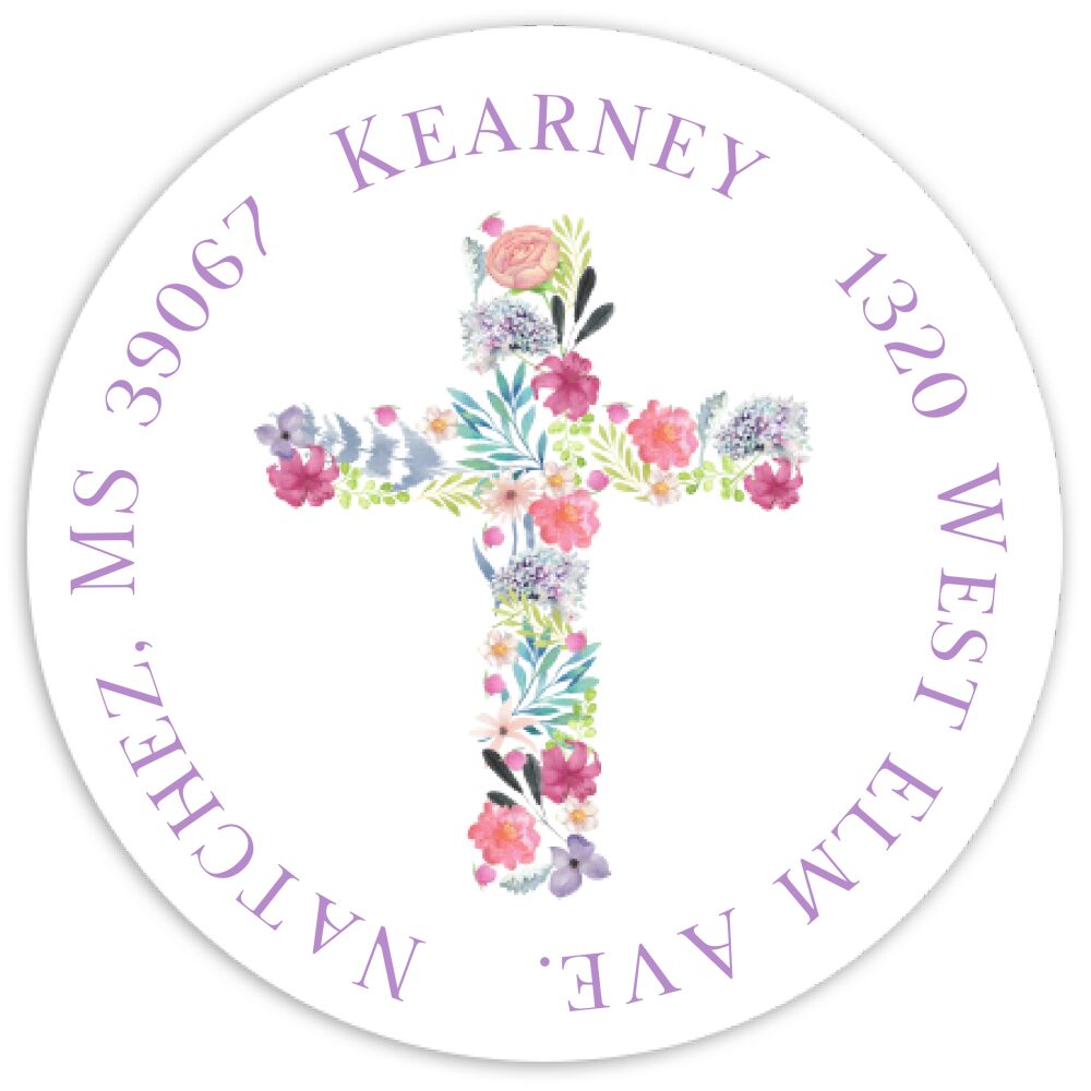 Floral Cross Return Address Sticker