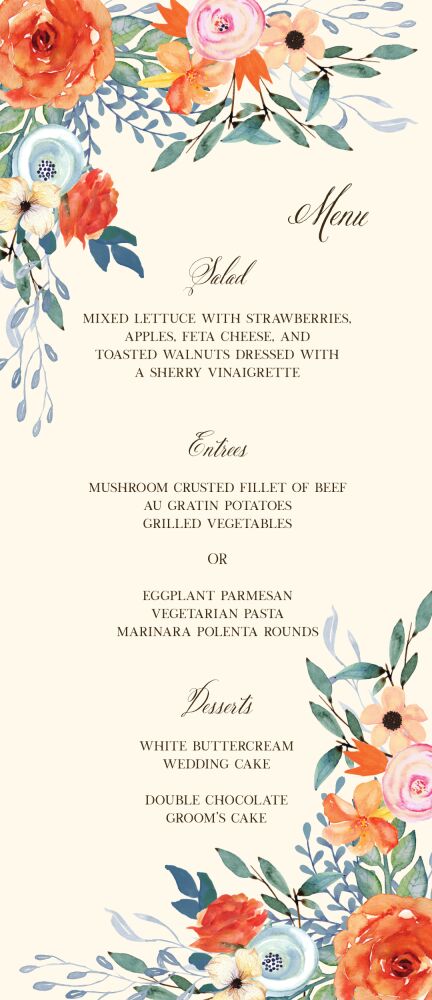 Fresh Floral Menu 