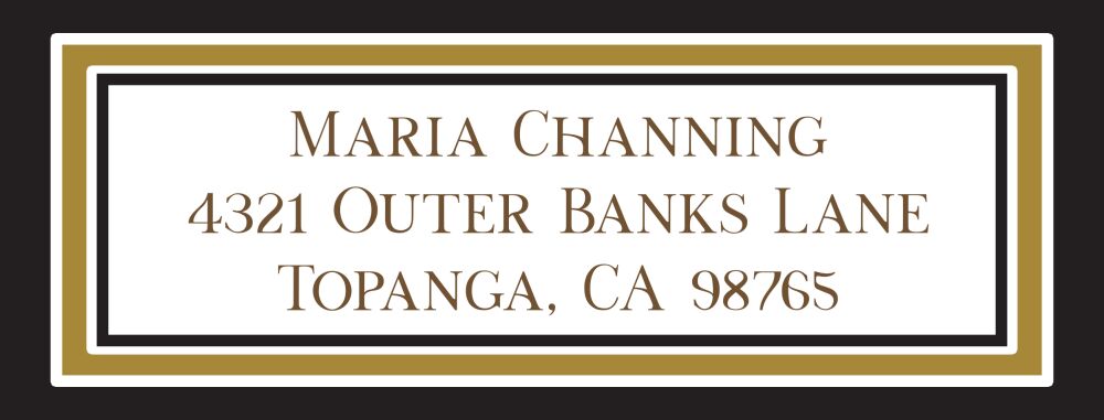 Black & Dark Gold Border Return Address Label