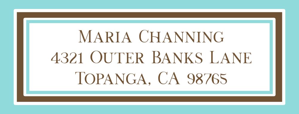 Aqua & Chocolate Border Return Address Label