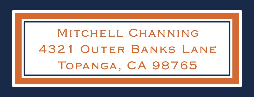 Navy & Dark Orange Border Return Address Label