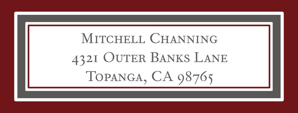 Burgundy & Grey Border Return Address Label
