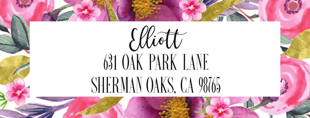 Purple Peonies Return Address Label