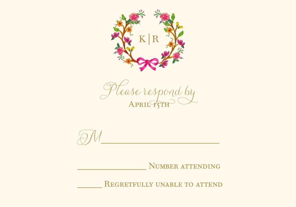 Flowery Wreath Reply Card