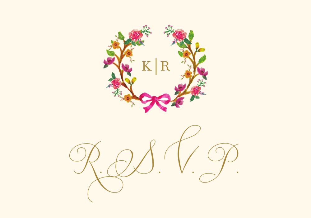 Flowery Wreath Reply Postcard