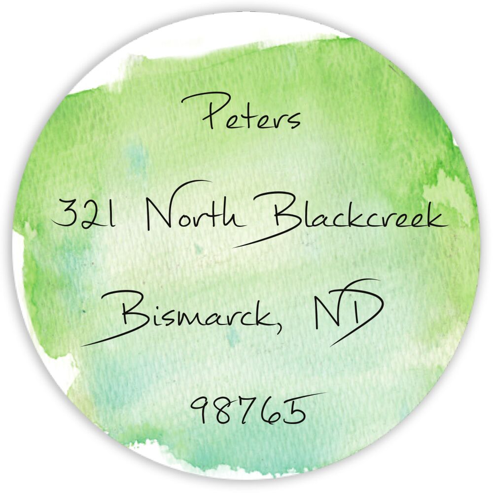 Green Watercolor Circle Return Address Label