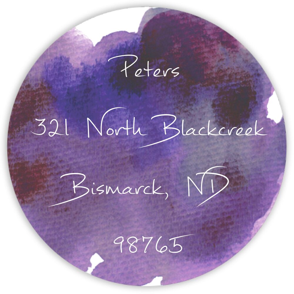 Purple Watercolor Circle Return Address Label