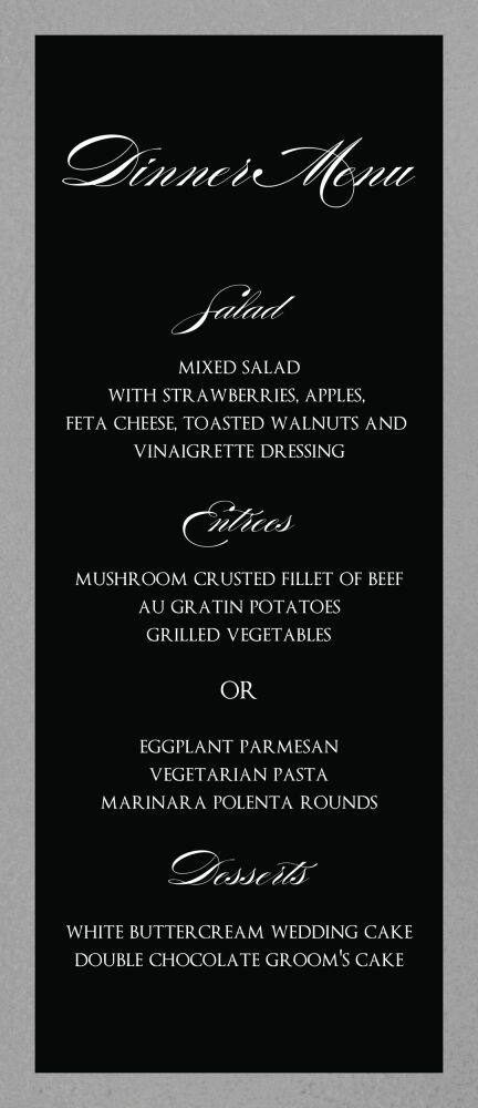 Brilliant Border on Black Foil-Pressed Menu