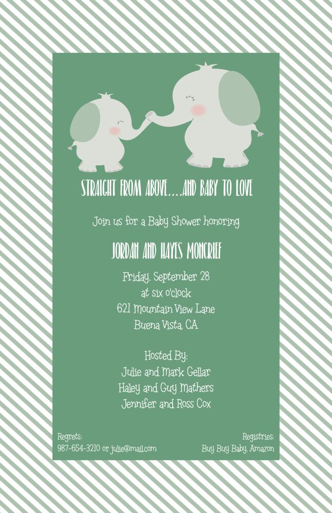 Sweet Elephants Baby Shower Invitation
