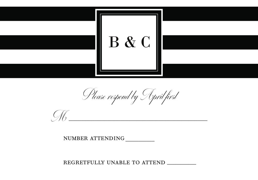 Black and White Stripes Reply Postcard 