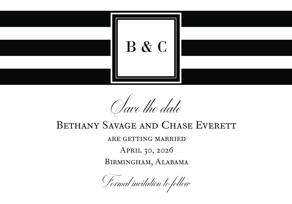 Black and White Stripes Save the Date-Magnet 
