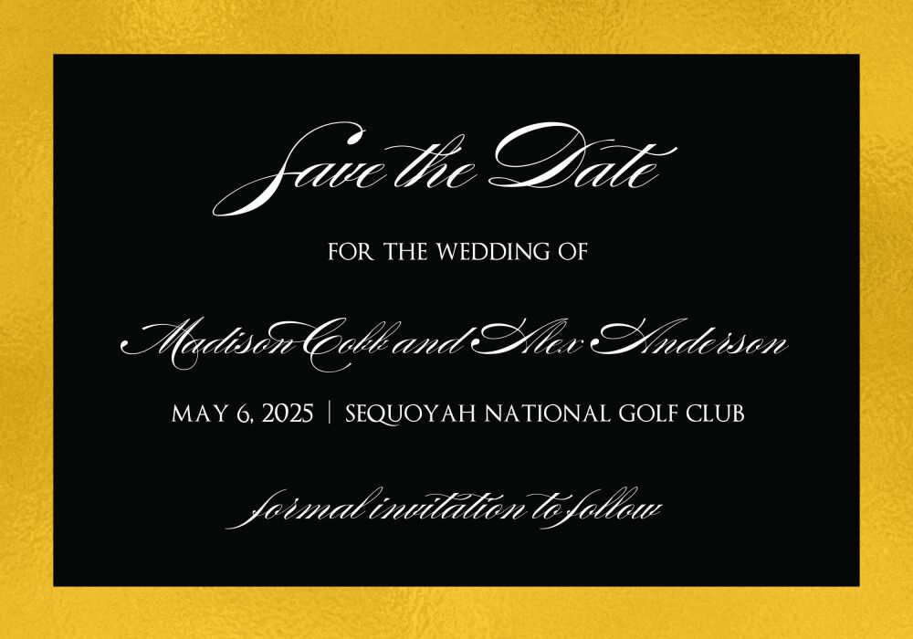 Black & Gold Save The Date Magnet
