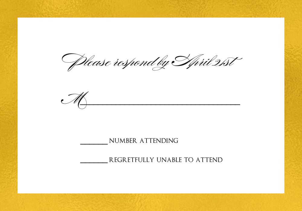 Black & Gold Reply Postcard