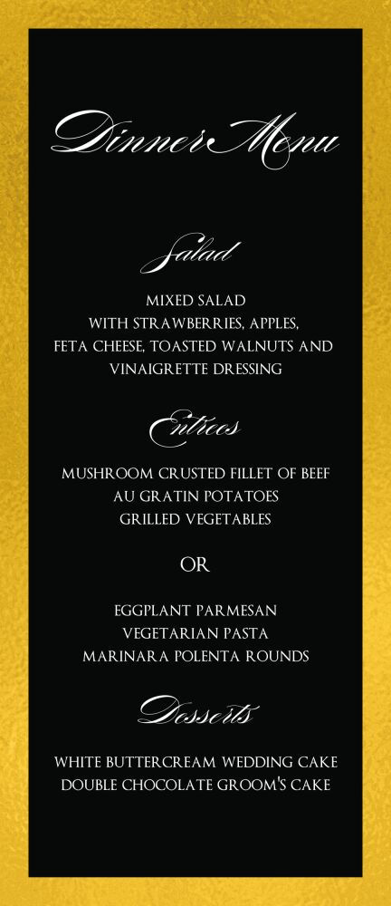 Black & Gold Menu