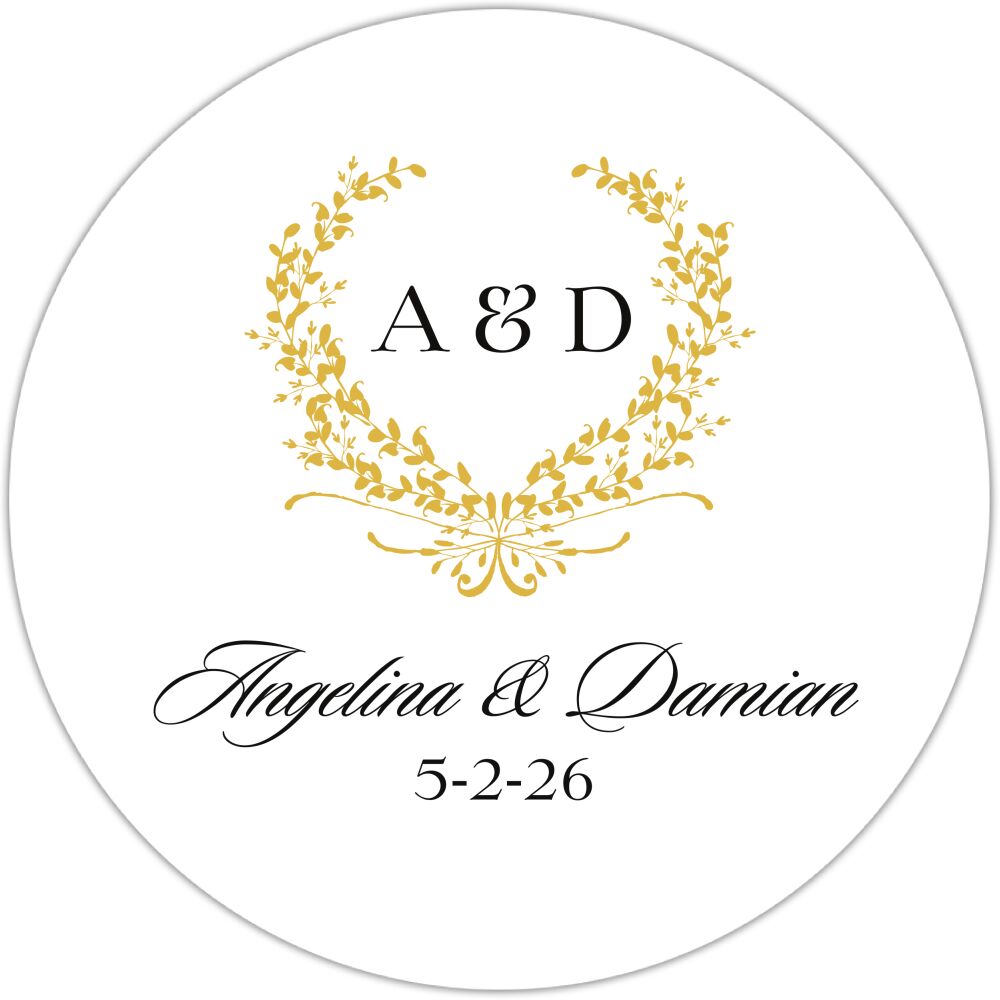 Gold Wreath Circle Gift Sticker