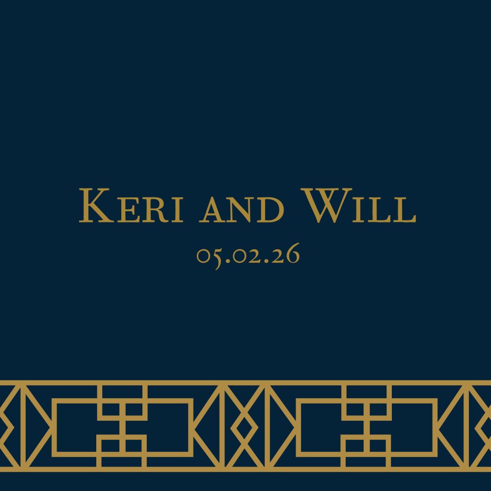 Navy Art Deco Square Gift Sticker
