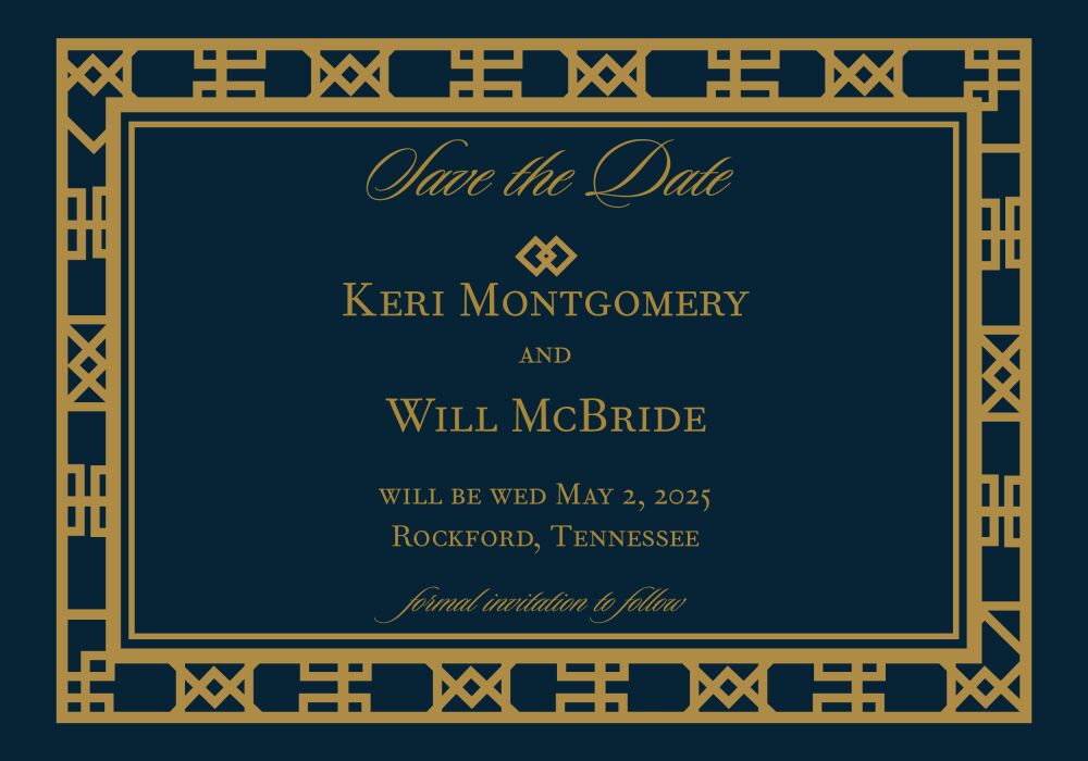Navy Art Deco Save The Date Magnet