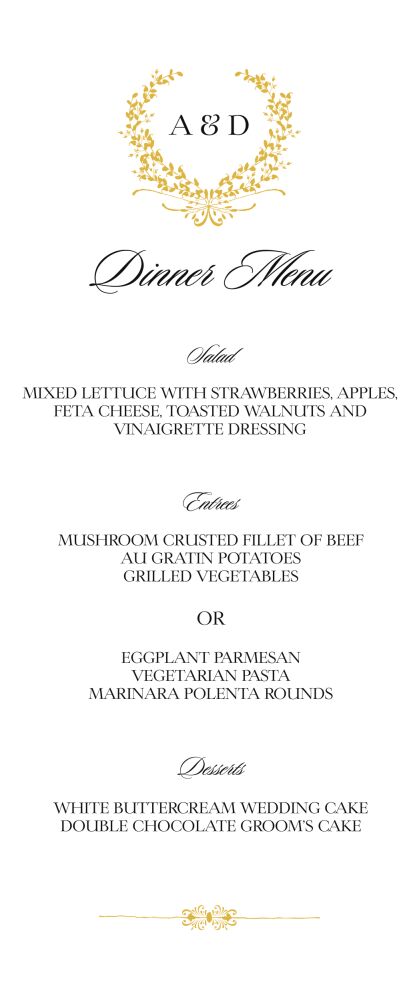 Gold Wreath Menu Card