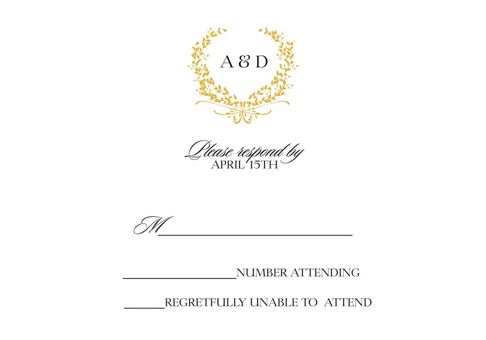 Gold Wreath Reply Card
