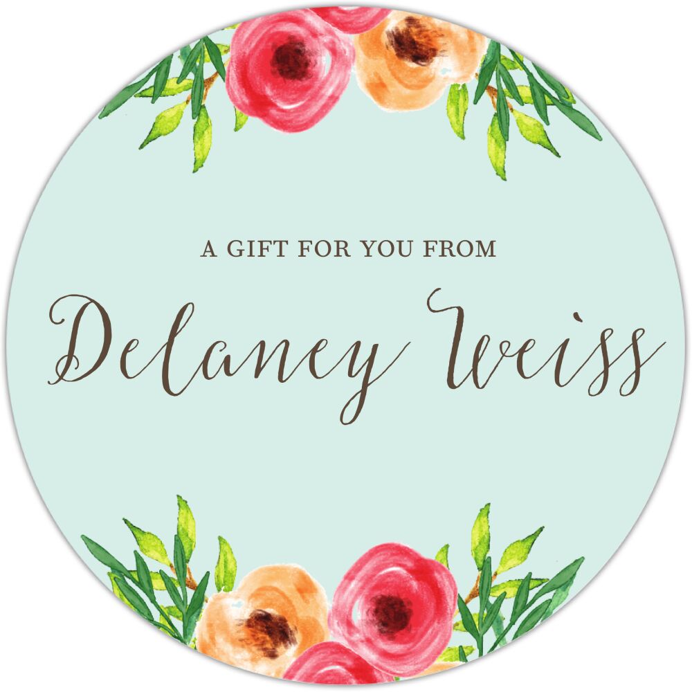 Watercolor Floral Circle Gift Sticker