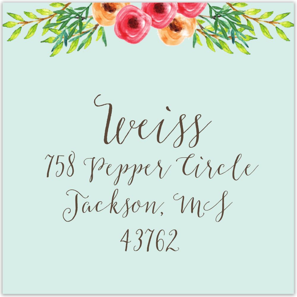Watercolor Floral Square Return Address Label